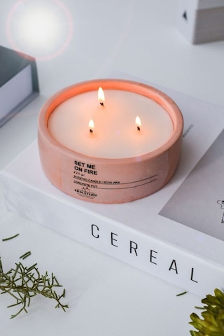 Ersu Store Büyük Boy Kokulu Mum, Beton Saksılı Dekoratif Vegan Mu