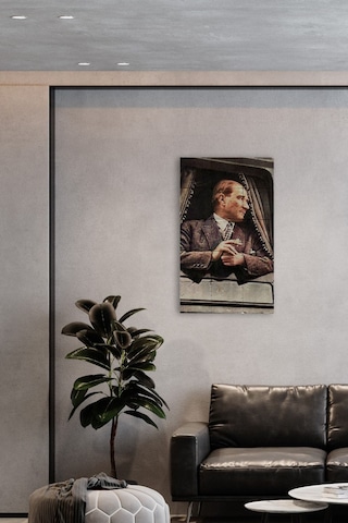 Doğal Taş Atatürk Baskılı Tablo - Duvar Dekoru 30x50cm