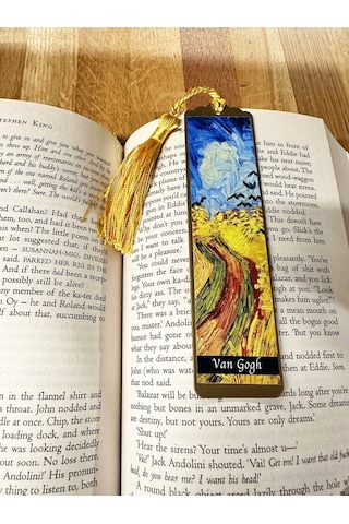 Sanatsal Tablo Temalı Metal Kitap Ayracı Van Gogh-buğdaylar Ve Kargalar