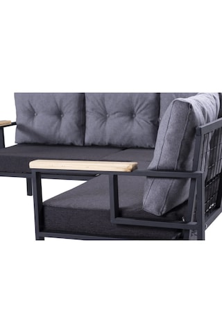 Pimango Pi Elize Balkon Bahçe Köşe Takımı 180 x 180 CM Siyah - Gri