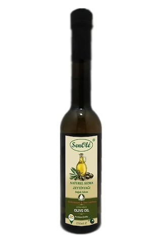 Senole Soğuk Sıkım Naturel Sızma Zeytinyağı Özel Silindir Cam Şişe 250 ML