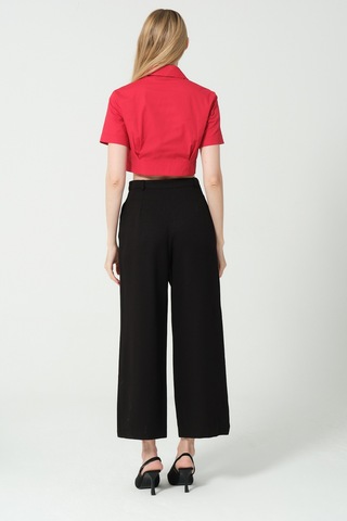 Polo Yaka Crop Gömlek Kırmızı