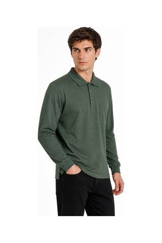 Dynamo Erkek Mevsimlik Polo Yaka Cepli Sweatshirt Bgl-st05366 Haki