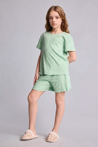Defacto Regular Fıt Puantiyeli Fitilli Kaşkorse 2li Pijama Takımı Kız Çocuk H8103a826hsgn1136 Yeşil-gn1136