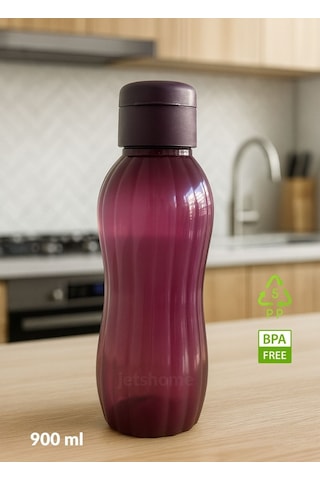 2'li Suluk Bpa Free Ofis-spor-okul Matarası Pp-5 Mürdüm-siyah 900 Ml Siyah - Mor