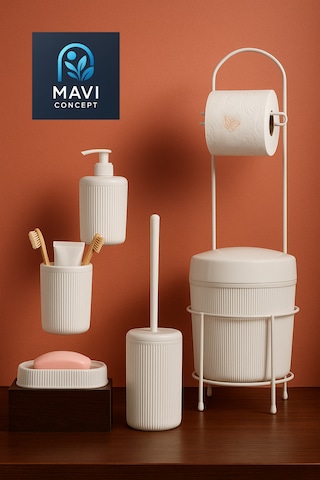 Lüks Şık 6 Lı Banyo Seti Beyaz