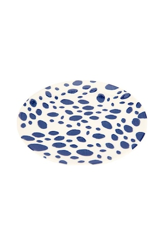 Tulu Porselen Lido Puantiyeli Servis Tabağı - Mavi - 25 Cm Mavi