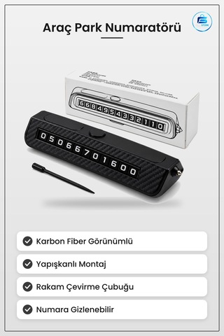 Torpido Aksesuar Araç Park Telefon Numaratörü Karbon Fiber Görünü