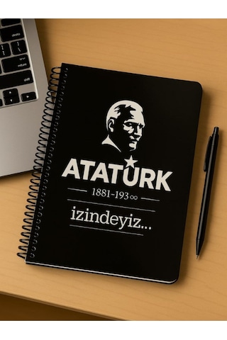 Öğrenci Ve Ofis Kullanımı İçin Uygun Atatürk İzindeyiz Temalı Spiral Kareli Defter 80 Yaprak