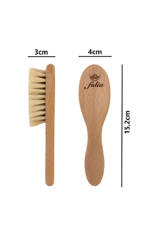 Fulia Doğal Keçi Kılı Bebek Saç Fırçası ve Ahşap Tarak 2'li Set