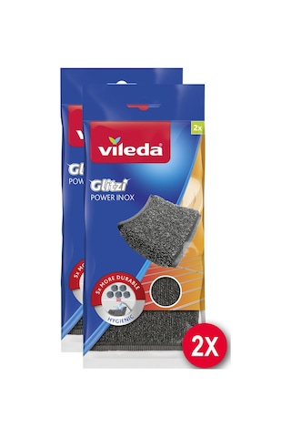 Vileda Glitzi Power Inox Pad Bulaşık Teli Gri 2 x 2'li