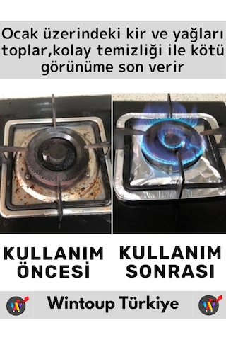 Premium Dayanıklı Uzun Ömürlü Kolay Temizlenebilir Ocak Yağ Kir Önleyici Kare Alüminyum Folyo 8'li