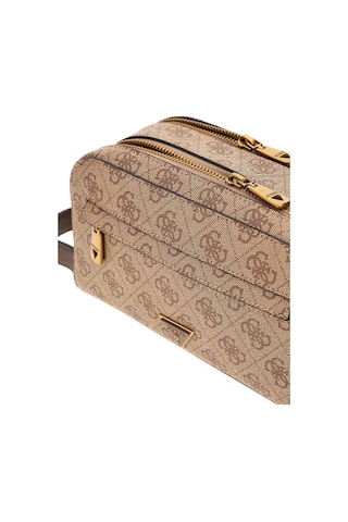 Guess Erkek Monogram Desenli İki Bölmeli El Çantası - Bej / Kahverengi Bej/kahverengi