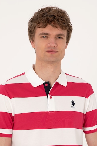 U.S. Polo Assn. Erkek Regular Fit Vişne Polo Yaka Çizgili Tişört 50306827-VR223