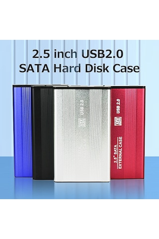 Aubyhe Mavi 2.5 İnç Sata Usb 2.0 Taşınabilir Disk Kutusu, Alüminyum Kasa, 480mbps Hız, Windows/mac Uyumlu, Ssd/hdd Desteği
