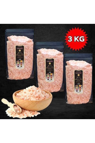 Hanzade Bitkisel Pembe Himalaya Tuzu Granül Tane 3 x 1 KG
