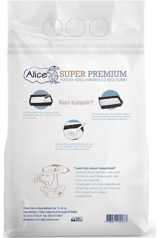 Alice Aktif Karbonlu Super Premium Topaklaşan Bentonit Kedi Kumu 10 L