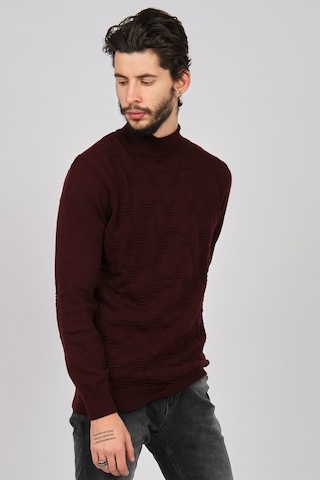 Dio Rise Erkek Desenli Yarım Balıkçı Kazak 650189280 Bordo Bordo