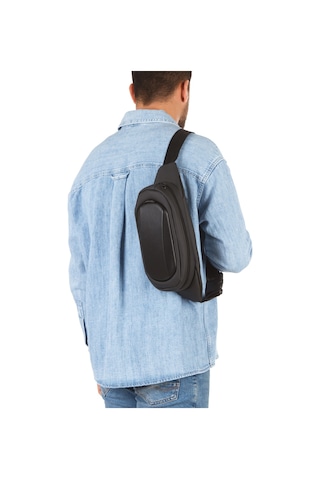 Newish Polo Erkek Deri Crossbody Çapraz Göğüs Omuz Ve Bel Çantası New335 Siyah