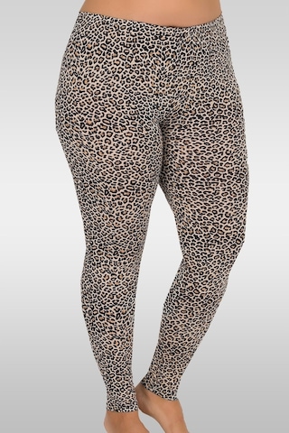 Polkan Bayan Tayt Leopar Desen Büyük Beden 129 Kahverengi
