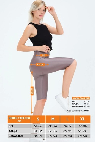 Enenstyle Fashıon Boutıque Yeni Sezon Özel Üretim Toparlayıcı Yüksek Bel Parlak Kumaş Iç Göstermeyen Dizüstü Spor Tayt Gri