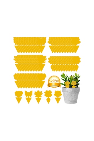 Dofolink 100 Adet Çift Taraflı Zararlı Ötücü, Bitki Koruma Yapıştırıcı 20 Kelebek, 20 Havuç, 20 Köpek, 20 Çam, 20 Baykuş Desenli , Toksik Olmayan, Su Geçirmez, Seralar Ve Bahçeler İçin