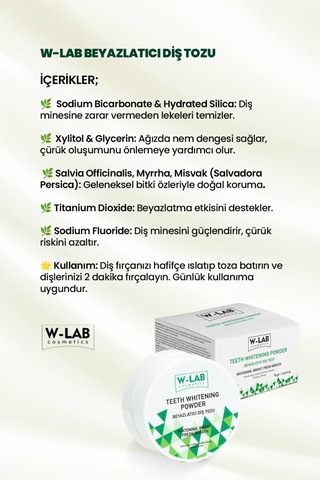 W-Lab Cosmetics Beyazlatıcı Diş Tozu 75 Gr