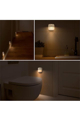 Lumi 3 Lü Led Gece Lambası Hareket Sensörlü, Otomatik Açma/kapama, Sıcak Beyaz Işık