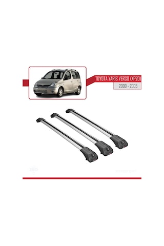 Toyota Yaris Verso Xp20 2000-2005 Arası İle Uyumlu Ace-1 Ara Atkı Tavan Barı Gri 3 Adet Bar