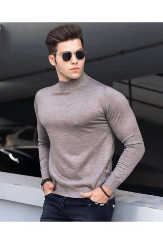 Daniel Milano Yarım Balıkçı Yaka Erkek Bej Triko Kazak Bej