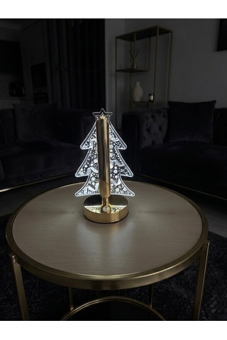Vezza Home Şarjlı Dokunmatik Kristal Çam Ağacı Masa Lambası 3 Renk Modlu Dekoratif Gece Lambası Gold