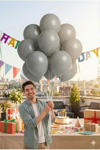 Pastel Balon 11 İnc 28 Cm Doğum Günü Parti Malzemeleri 10 Adet Gri