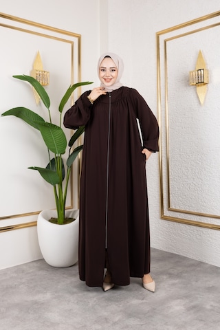 Ön Ve Arka Robalı Ferace - Acı Kahve / F0142 Acı Kahve Acı Kahverengi