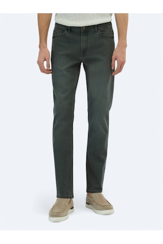 Koyu Yeşil Slim Fit Denim Pamuk Karışımlı Pantolon Koyu Yeşil