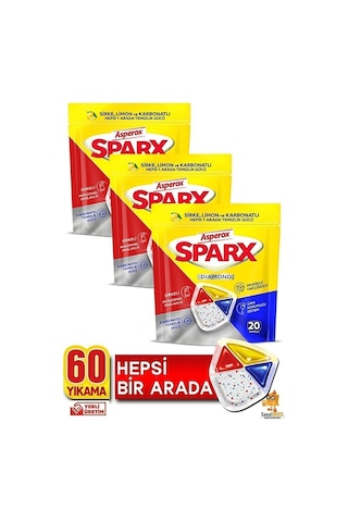 Asperox Sparx Bulaşık Makinesi Kapsülü 20'li X 3 Paket 60 Yıkama