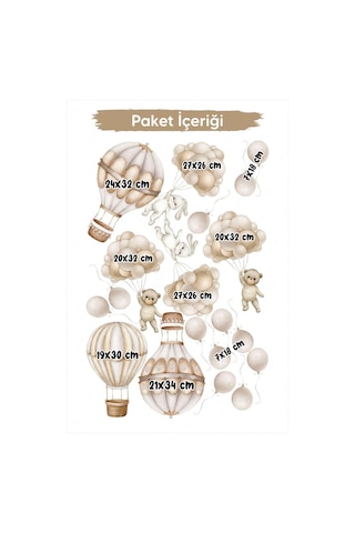 MSticker Retro Balonlar Ve Hayvanlar Sevimli Çocuk Odası Duvar Sticker Seti