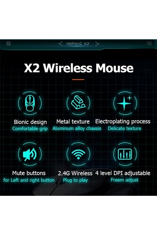 Inphıc X2 3 Modu Fare Kablosuz Bluetooth 4.0 / 5.0 Fare 2400 Dpı Şarj Edilebilir Fareler Dizüstü Bilgisayar İçin Işık İle