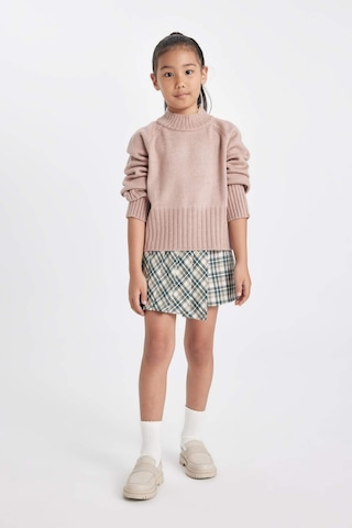 Defacto Kız Çocuk Bej Standart Fit Bisiklet Yaka Triko Kazak C9553A824AUBG384 Bej