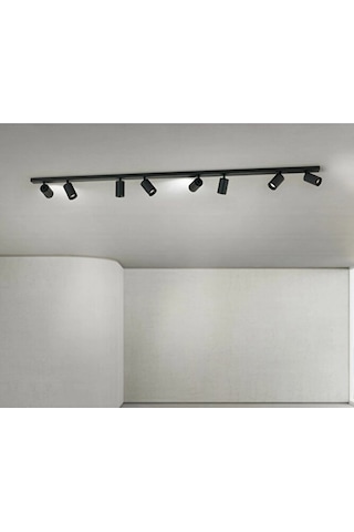 Modern Siyah Metal 150 Cm Gu10 Led Spot Avize Sekizli 8 Lihareket
