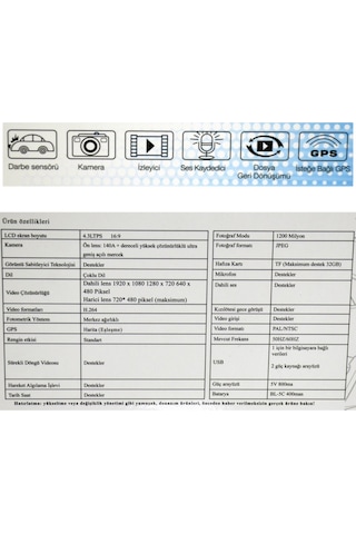 NYF Wevolt DVR Kayıt Cihazı 4,3 inç Dikiz Ayna Ekranlı Çift Kamer