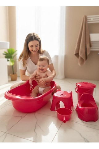 Alaca Bebek Banyo Seti Fileli Pembe