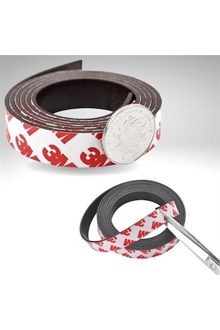 Contacall Yapışkanlı Şerit Mıknatıs Magnet Kes Kullan Siyah Genişlik 20 Mm, Kalınlık 1,5 Mm
