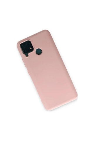 Jenerik Realme C15 Kılıf Nano İçi Kadife Silikon - Pudra