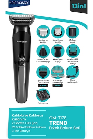 Goldmaster GM-7178 Trend Kablosuz Saç Sakal Kesme Tıraş Makinesi