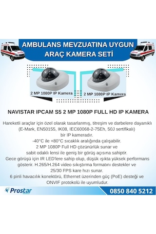 Ambulans Mevzuatına Uygun 2 Kameralı 8 Kanal Mobil Nvr 1 Tb 7 İnç Monitörlü Tak Kullan Set