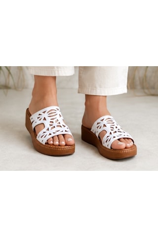 N Napa Shoe Np.1264.beyaz.deri Terlik