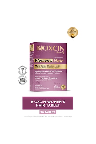 Bioxcin Womens Hair 30 Tablet - Keratin Kolajen Biotin Çinko Demir Selenyum Dul Avrat L Sistein Saç Vitamini