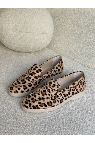 Erva'nın Butiği Leopar Saten Liona Püsküllü Kadın Loafer-5632