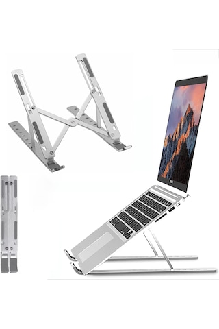 Alepera Electronic - Ayarlanabilir Laptop Standı - Alüminyum - 7 Kademeli - Gri Renk