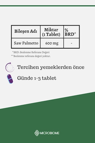 Microbiome Saw Palmetto Cüce Palmiye Ektresi 30 Tablet